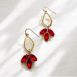 Elegant Gold and Red Drop Earrings